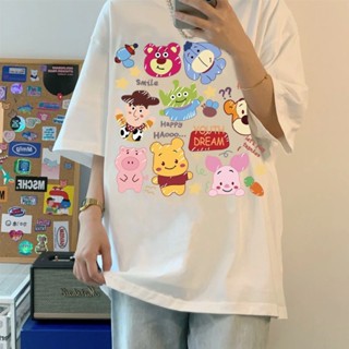 【Polyester】เสื้อยืดคอกลม แขนสั้น พิมพ์ลายน่ารัก ทรงหลวม โอเวอร์ไซซ์ เหมาะกับฤดูร้อน สําหรับผู้หญิง