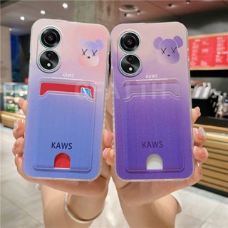 เคสโทรศัพท์มือถือ ซิลิโคนนิ่ม TPU กันรอยกล้อง ลายการ์ตูนหมี พร้อมช่องใส่บัตร สําหรับ OPPO A78 NFC 4G 5G A58 A98 2023 A78 OPPOA58 OppoA98