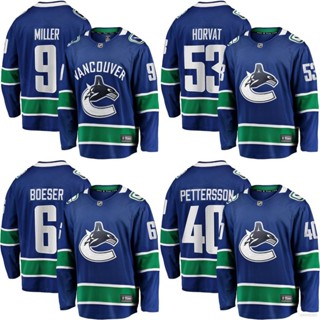 เสื้อกีฬาแขนยาว ลายทีมมิลเลอร์ Horvat Pettersson Boeser YP2 NHL Vancouver Canucks พลัสไซซ์ PY2