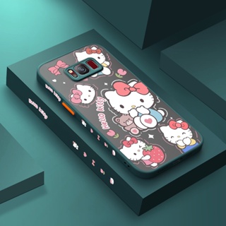 สําหรับ Samsung galaxy S8 S8 Plus เคสการ์ตูน Hello Kitty รูปแบบ บาง ด้าน สี่เหลี่ยม การออกแบบใหม่ กันกระแทก ฝ้า ใส เคสโทรศัพท์แข็ง