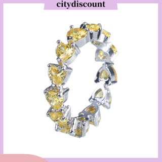 &lt;citydiscount&gt; แหวนนิ้วมือ รูปหัวใจ ประดับพลอยเทียม ปรับได้ สําหรับผู้หญิง ออกเดท