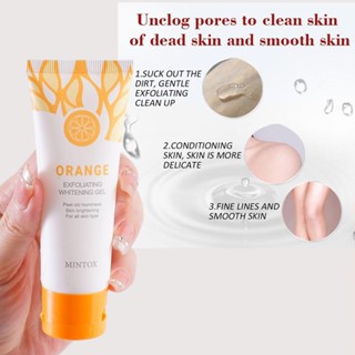 Mintox Orange Body Milk Scrub Face Whitening Body Skin Cleansing Exfoliating Gel พร้อมแปรงอาบน้ํา ด้ามจับยาว