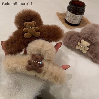 Goldensquare กิ๊บติดผมอะคริลิค รูปตุ๊กตาหมี กระต่าย ขนฉลามน่ารัก ขนาดใหญ่ สไตล์เกาหลี เหมาะกับฤดูหนาว สําหรับผู้หญิง