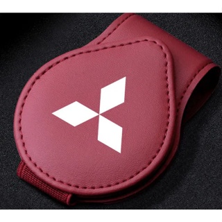 Mitsubishi LOGO car sun visor card business card leather storage clip ASX EVO Outlander Pajero LANCER EVOLUTION interior modification storage glasses clip sunglasses flip holder