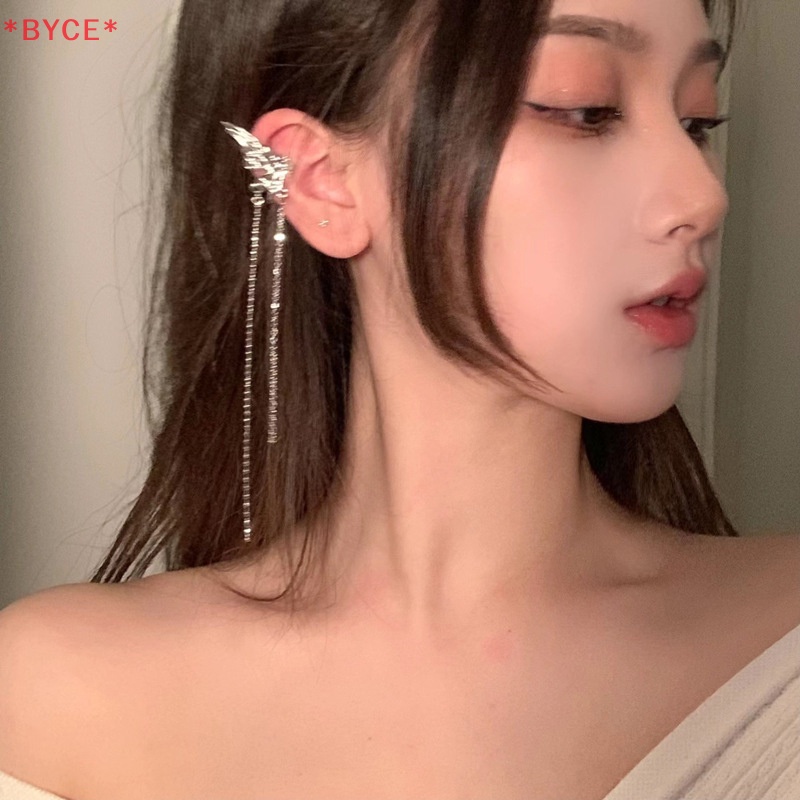 BYCE> ต่างหูคลิปหรูหราเกาหลีสําหรับผู้หญิงสาวแฟชั่นพู่ยาวหูข้อมือเครื่องประดับของขวัญใหม่