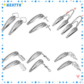 Nextshop กิ๊บติดผมโลหะรูปหัวใจสไตล์พังก์สําหรับงานปาร์ตี้ 1 คู่