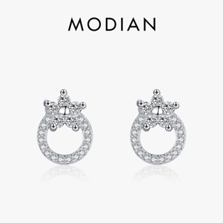 Modian ต่างหูสตั๊ด เงินแท้ 100% 925 ทรงกลม ลายดอกไม้ เครื่องประดับ สําหรับผู้หญิง งานแต่งงาน