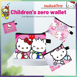 SANRIO กระเป๋าสตางค์ ใบสั้น ทรงคลัทช์ ลายการ์ตูน Hello Kitty มีซิป ใส่เหรียญได้ สําหรับเด็กผู้หญิง