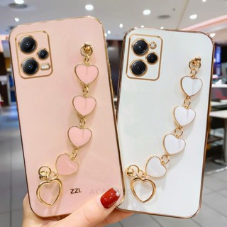 เคสโทรศัพท์มือถือ พร้อมสายคล้องมือ จี้หัวใจ หรูหรา สําหรับ Xiaomi Mi Poco X5 Pro X 5 Redmi Note 12 5g Poko X5pro Note12