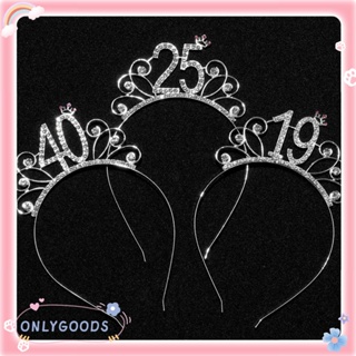 ONLY 1Pcs Hair Accessories Birthday Crown Headband Headwear Crystal Crown Tiara Birthday Party Decoration Silver Happy Birthday Women Girls Anniversaire Party Decor Diadem Hair Jewelry