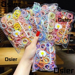 Osier1 ยางมัดผม แบบยืดหยุ่น สีสันสดใส สําหรับเด็ก 100 ชิ้น ต่อถุง