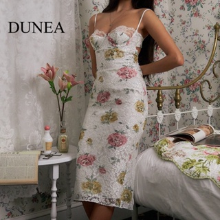 Dunea ชุดเดรส ลูกไม้ ลายดอกไม้ เซ็กซี่ สําหรับผู้หญิง