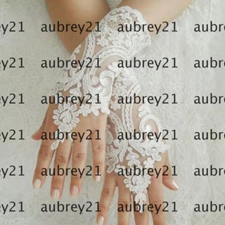 Aubrey1 ถุงมือเจ้าสาว สวยหวาน อารมณ์ ดอกไม้ ลูกไม้ ตาข่าย ดอกไม้ ถุงมือสั้น