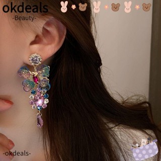 OKDEALS ต่างหู ทรงไม่สมมาตร หลากสีสัน ออกแบบดี สําหรับผู้หญิง