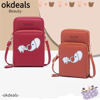 OKDEALS กระเป๋าสตางค์ กระเป๋าถือ หนัง PU ใส่โทรศัพท์มือถือได้ อเนกประสงค์ แฟชั่นสําหรับสตรี