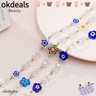 OKDEALS สายโซ่คล้องแว่นตากันแดด ประดับคริสตัล ลายดอกไม้ สําหรับผู้หญิง