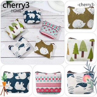 Cherry3 กระเป๋าใส่เหรียญ ผ้าแคนวาส ลายการ์ตูนสัตว์ สไตล์ลําลอง สําหรับใส่หูฟัง บัตร