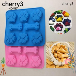 Cherry3 แม่พิมพ์ซิลิโคน รูปอุ้งเท้าสุนัข แมว 3D สีชมพู ฟ้า ม่วง สําหรับทําเบเกอรี่ DIY