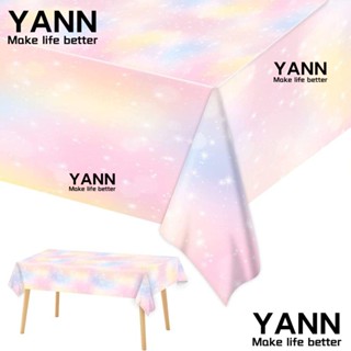 YANN1 ผ้าปูโต๊ะพลาสติก สีรุ้ง ทรงสี่เหลี่ยมผืนผ้า ขนาด 54x108 นิ้ว สําหรับงานปาร์ตี้วันเกิด 3 ชิ้น