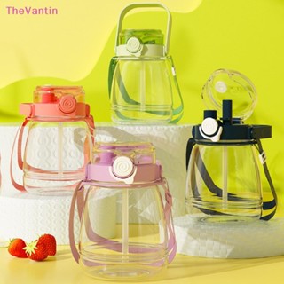 Thevantin ขวดน้ําน่ารัก พร้อมหลอดดูด 1300 มล. เกรดอาหาร สีแดง แบบพกพา สําหรับเล่นกีฬา เดินทาง ฟิตเนส