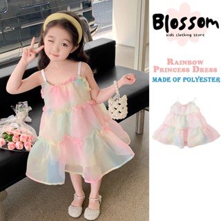 Blossom Kids Rainbow Colorful Princess Dress ชุดเดรสสายเดี่ยว สีรุ้ง สไตล์เจ้าหญิง แฟชั่นฤดูร้อน สําหรับเด็กผู้หญิง