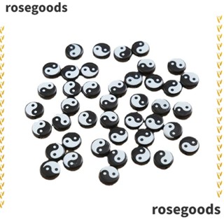 Rosegoods1 ลูกปัดดินน้ํามัน 10 มม. สีดํา สําหรับทําเครื่องประดับ DIY 100 ชิ้น