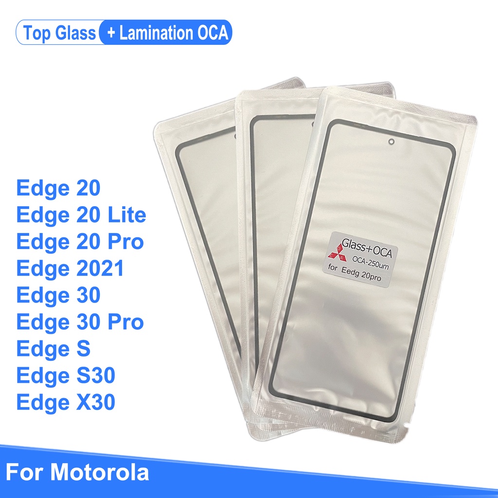 เลนส์กระจกหน้าจอสัมผัส LCD พร้อมกาว OCA แบบเปลี่ยน สําหรับ Motorola Moto Edge 20 30 lite pro S 2021 S30 X30