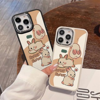 เคสป้องกันโทรศัพท์มือถือโลหะ แบบนิ่ม ลายกระต่ายน่ารัก สําหรับ iPhone 14pro 13 12 11 x xr xsmax 78p