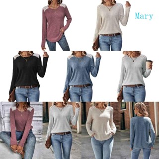 Mary เสื้อทูนิคลําลอง คอกลม แขนยาว ทรงหลวม สีพื้น หรูหรา สําหรับผู้หญิง