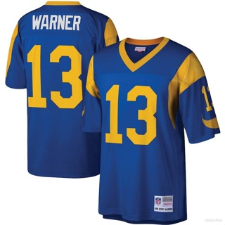 เสื้อยืดกีฬาแขนสั้น ลายทีมชาติฟุตบอล Ani NFL Los Angeles Rams Kurt Warner Royal Legacy พลัสไซซ์