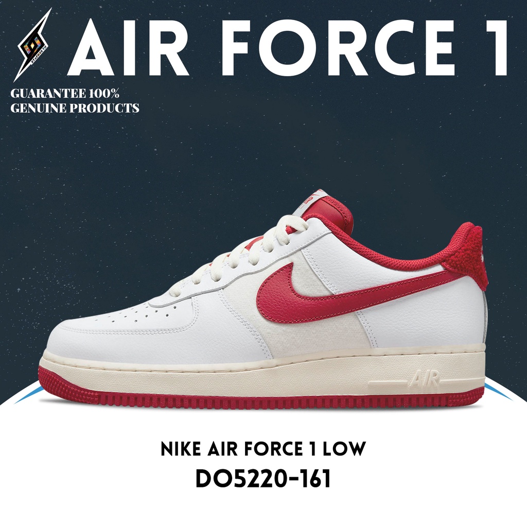 รองเท้าผ้าใบ【Nike Air Force 1 Low】DO5220-161 ของแท้100% สีขาวแดง