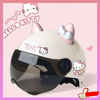 หมวกกันน๊อค หมวกกันน๊อคเด็ก 3C ได้รับการรับรอง hellokitty หมวกกันน็อคแบตเตอรี่ไฟฟ้ารถ kt cat ฤดูร้อนน่ารักผู้หญิงผู้ใหญ่เด็กหมวกแข็ง