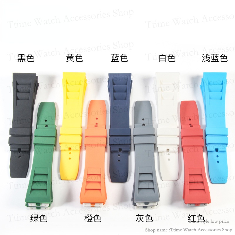 ใหม่ สายนาฬิกาข้อมือยางธรรมชาติ 25 มม. สําหรับ Richard Mille RM-11 Mille สีเขียว สีเทา สีฟ้า สีเหลือง สีส้ม