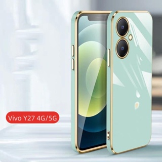 เคสโทรศัพท์มือถือ ซิลิโคนนิ่ม ชุบไฟฟ้า 6D สําหรับ Vivo Y27 Y36 Y 27 4G 5G 2023