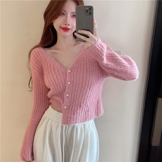 Xiao2 สไตล์ฮ่องกงเกาหลีรุ่น Mink กํามะหยี่ All-Match V คอสั้…