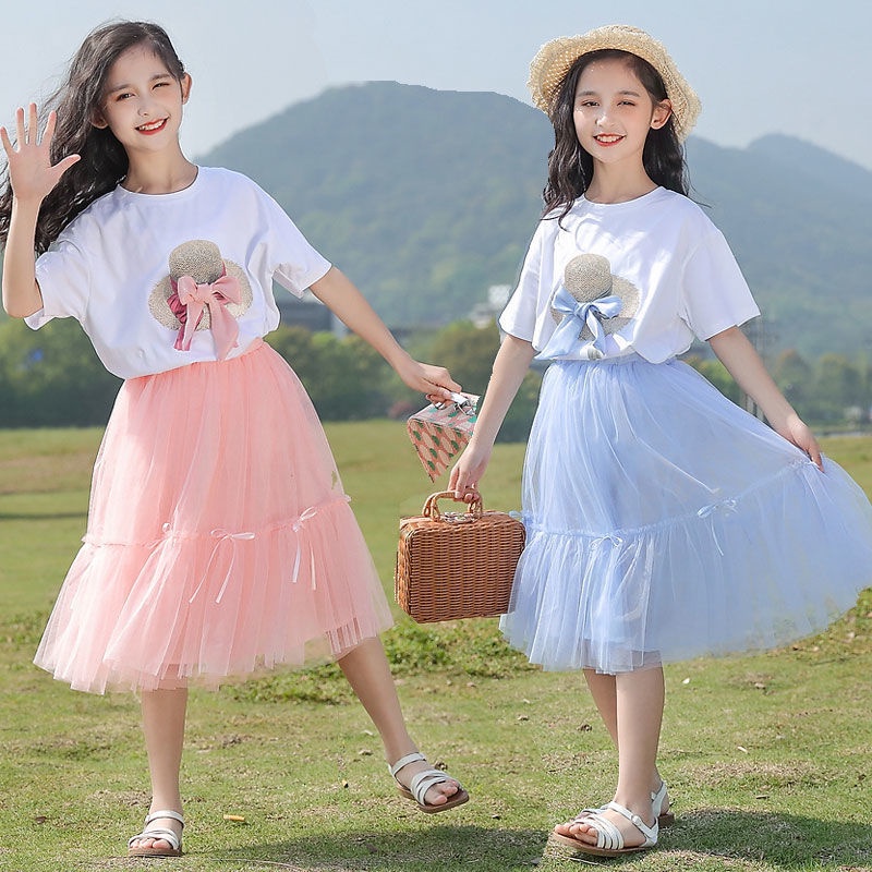 PRINCESS KESLI ชุดสูทเด็กผู้หญิงสไตล์เกาหลี แขนสั้น ชุดเดรสกระโปรงสั้น ชุดเซ็ตเด็กผู้หญิง 1-12 ปี