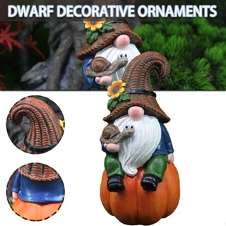 Garden Gnome Statue Resin Gnome Figurine Pumpkin Ornament for Harvest Home Decor