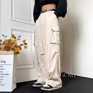 2TOYOUNG Moon กางเกงขายาว คาร์โก้ กางเกง เชือกอเมริกันคลาสิค Cargo pants 2023 NEW 072812 Unique High quality ทันสมัย ทันสมัย C98BD9U 36Z230909