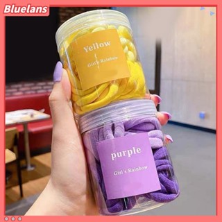 Bluelans ยางรัดผม แบบหนา ยืดหยุ่นสูง สีพื้น สําหรับผู้หญิง 50 ชิ้น ต่อกล่อง