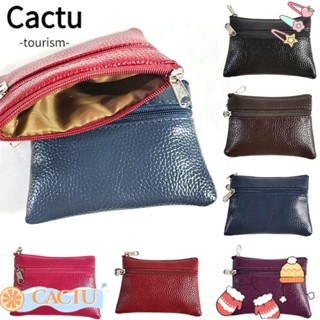 Cactu กระเป๋าสตางค์ หนัง PU ใส่เหรียญ กุญแจ ขนาดเล็ก สีพื้น