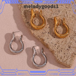 Melodygoods1 ต่างหูสตั๊ด กลวง ขนาดใหญ่ น้ําหนักเบา สําหรับผู้หญิง