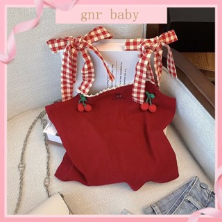 🍎GNR BABY🍓เสื้อสายเดี่ยว พิมพ์ลายเชอร์รี่ สไตล์เกาหลี สําหรับเด็กผู้หญิง อายุ 3-12 ปี