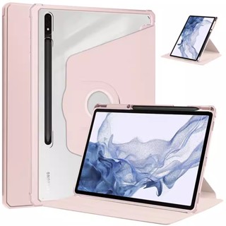 สําหรับ Samsung Galaxy Tab S9 Plus 360°เคสแท็บเล็ต หนัง PU อะคริลิคใส หมุนได้ สําหรับ Galaxy Tab S9 2023 New 11 12.4 นิ้ว