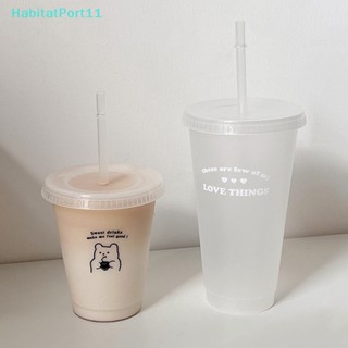 Habitatport ขวดน้ําพลาสติก พร้อมฝาปิด สําหรับกาแฟ น้ําผลไม้ ชา นม น้ําผลไม้