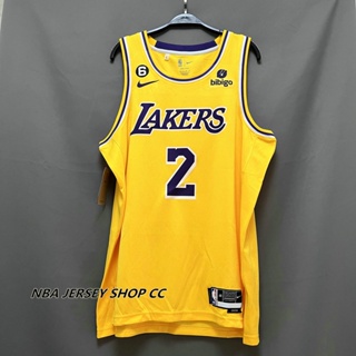 【คุณภาพสูง】ใหม่ ของแท้ NBA 2022-23 Los Angeles Lakers สําหรับผู้ชาย #2 เสื้อกีฬาแขนสั้น ลายทีม Jarred Vanderbilt Icon Edition สีทอง