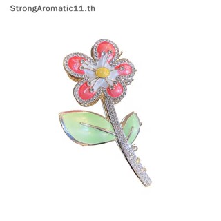 Strongaromatic ใหม่ กิ๊บติดผมหางม้า โลหะ ลายดอกไม้ สีทอง หรูหรา เครื่องประดับผม สําหรับผู้หญิง