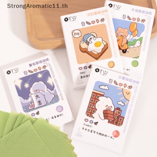 Strongaromatic แผ่นกระดาษเช็ดทําความสะอาดผิวหน้า ดูดซับความมัน แบบพกพา 100 ชิ้น