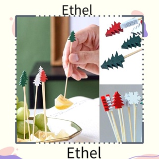 Ethel1 ไม้จิ้มฟัน แบบใช้แล้วทิ้ง สําหรับสลัด เค้ก ขนมหวาน ปาร์ตี้คริสต์มาส 50 100 ชิ้น