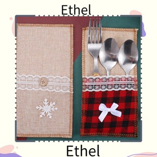 Ethel1 ถุงใส่ช้อนส้อม ลายคริสต์มาส สําหรับตกแต่งบ้าน