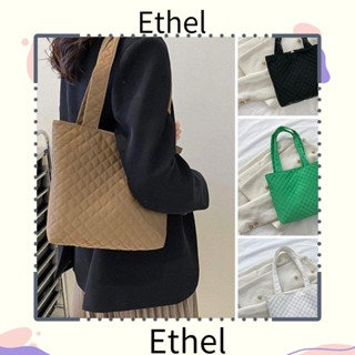 Ethel1 กระเป๋าถือลําลอง ผ้าไนล่อน บุผ้าฝ้าย แบบนิ่ม จุของได้เยอะ สีพื้น สําหรับเด็กผู้หญิง